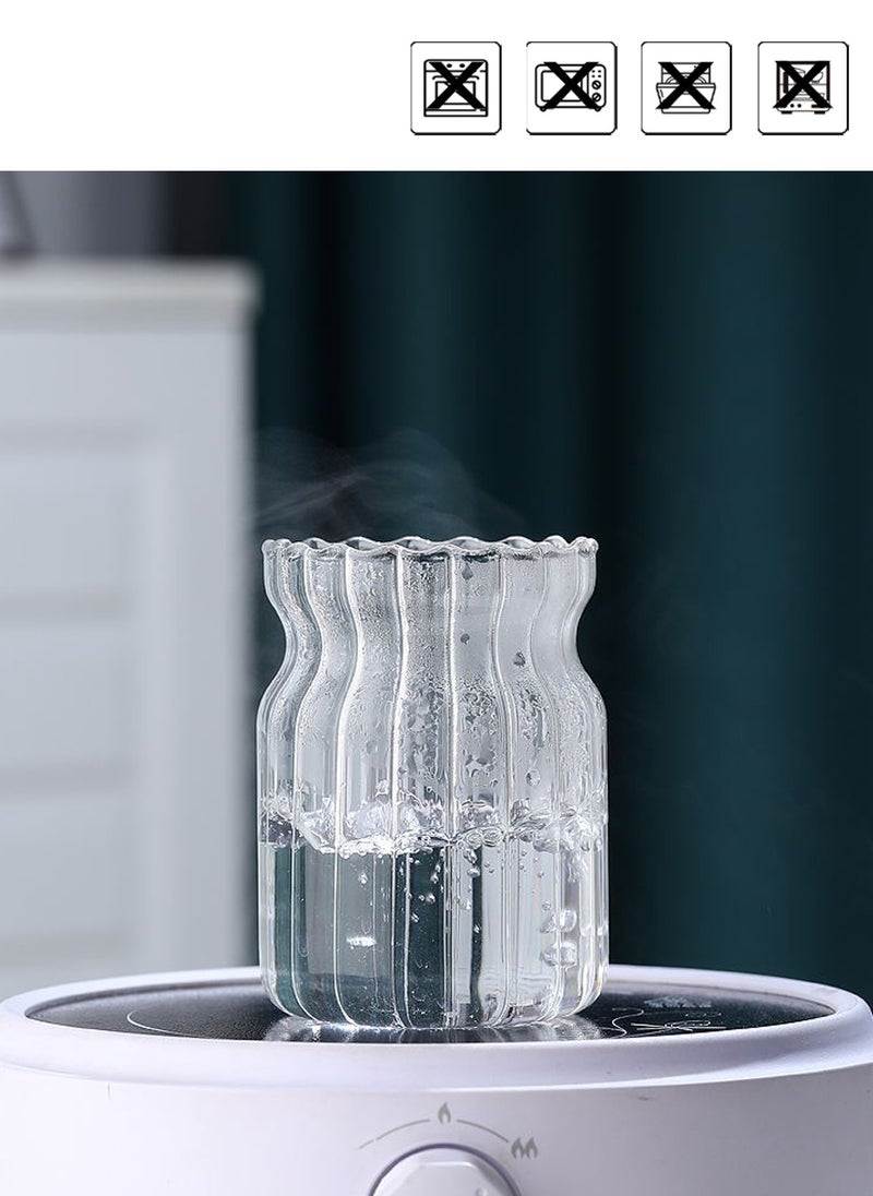 Glass Set, Set Of Six (3* Striped And 3* Plain), Chunky Transparent Cup, Can Be Used For Drinking Water, Coffee, Tea, Juice, Milk, 300Ml - Image 4