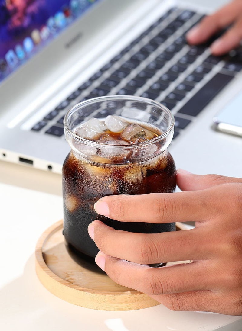 Glass Set, Set Of Six (3* Striped And 3* Plain), Chunky Transparent Cup, Can Be Used For Drinking Water, Coffee, Tea, Juice, Milk, 300Ml - Image 5