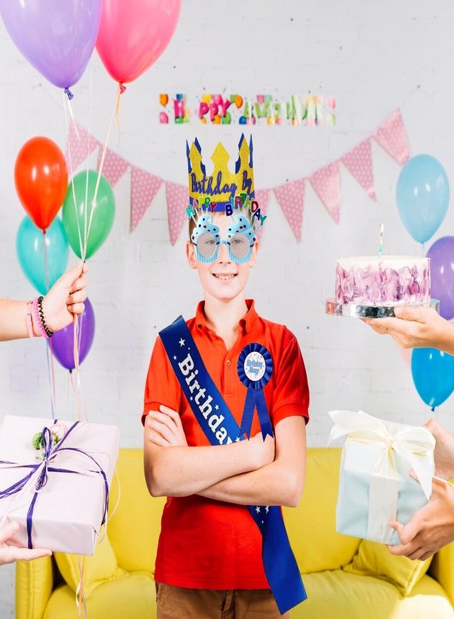 YumSur Birthday Hat Set for Boys - King Crown Sash Button Pins, Party Accessory Dress Up Set - Image 5