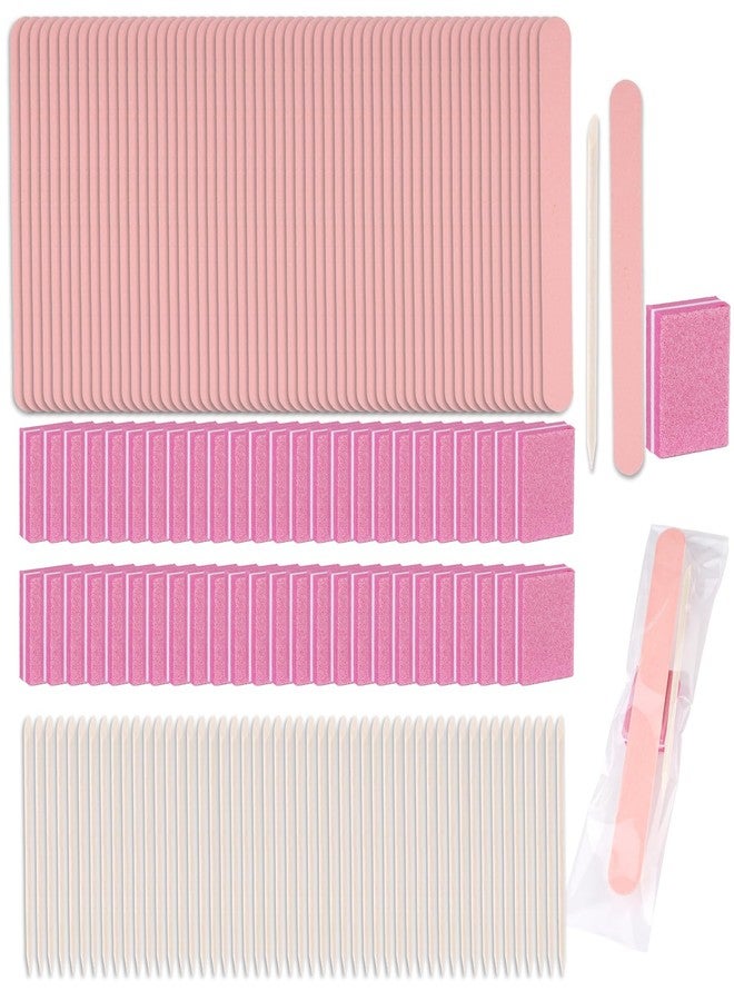 Lokyango Disposable Manicure Kit - 50pc Set, Includes Mini Nail Buffer, Nail File, Wood Stick, OPP Bag, Press On Nail Tool Kit for Salon & Home (Pink) - Image 1