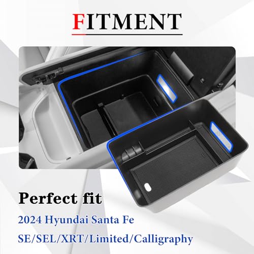Neepiar Center Console Organizer Tray Compatible with 2024 2025 Hyundai Santa Fe Interior Storage Box Insert Secondary Accessories (Armrest storage tray) - Image 2
