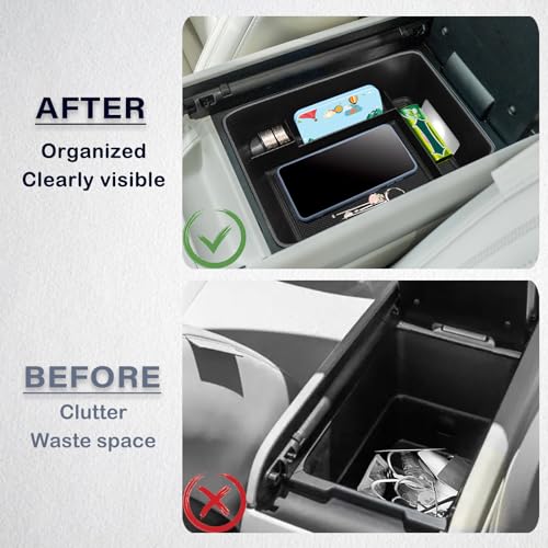 Neepiar Center Console Organizer Tray Compatible with 2024 2025 Hyundai Santa Fe Interior Storage Box Insert Secondary Accessories (Armrest storage tray) - Image 3