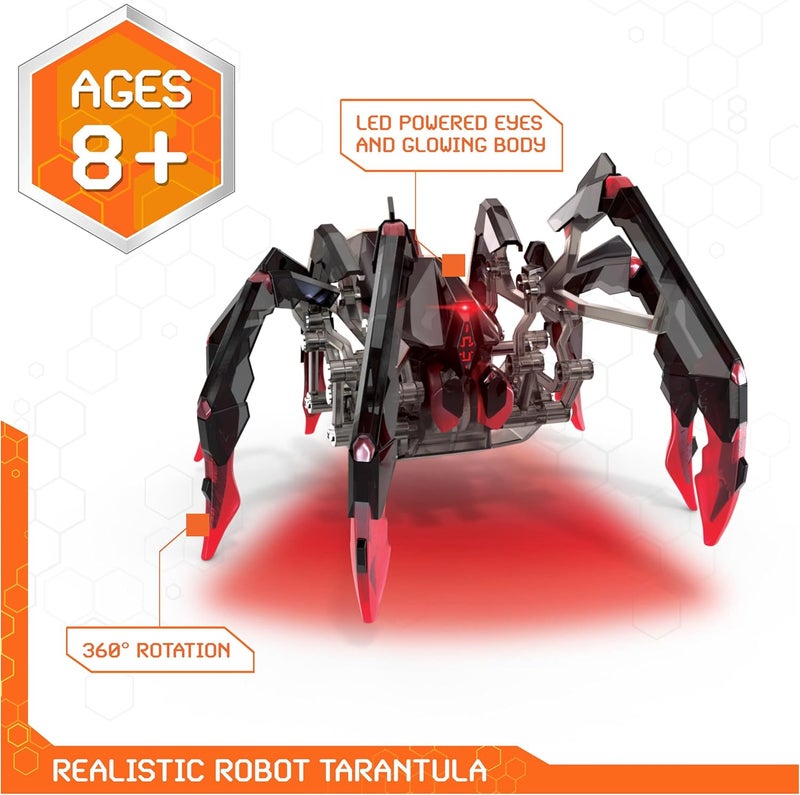 HEX BOTS روبوت تحكم عن بعد لعنكبوت الرتيلاء، لعبة روبوت عنكبوت قابلة لإعادة الشحن للأطفال، عنكبوت روبوتي قابل للتعديل، ألعاب روبوت للأولاد والبنات من سن 6 سنوات فما فوق | لعبة عنكبوت ميكانيكية RC، توجيه بزاوية 360 درجة، عيون LED متوهجة، جهاز تحكم سهل الاستخدام، ألعاب مزحة وهدايا للأطفال من سن 6 سنوات فما فوق - Image 2