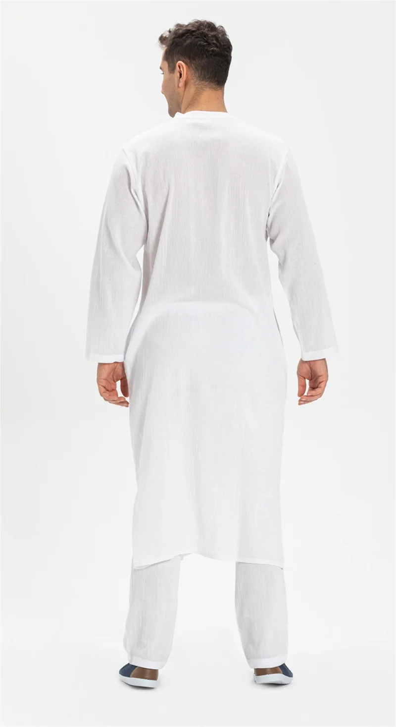 Eliş Şile Bezi Long Sleeve Şile Cloth Men's Hajj and Umrah Dress White Byz