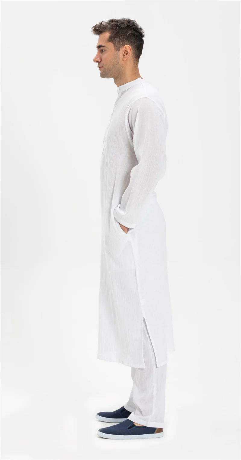 Eliş Şile Bezi Long Sleeve Şile Cloth Men's Hajj and Umrah Dress White Byz