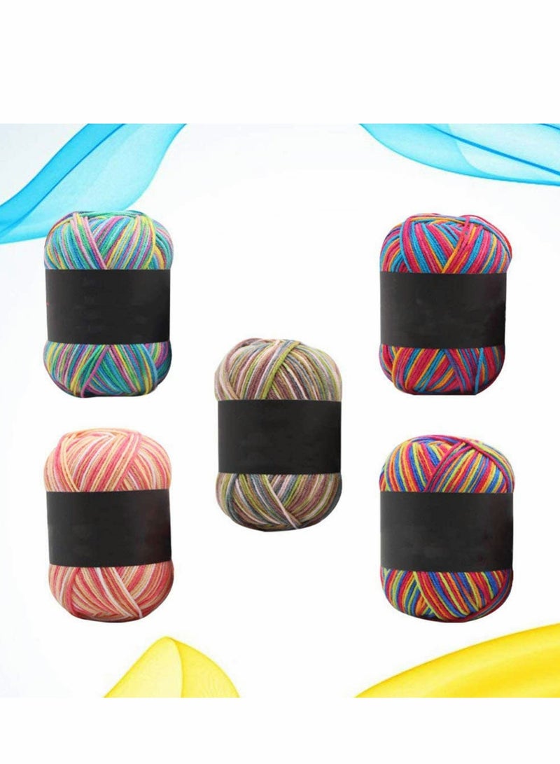 Multi-Colored Acrylic Yarn Set for Crochet, Knitting, and Weaving, 5-Piece Bundle with Multicolor Threads - Image 2