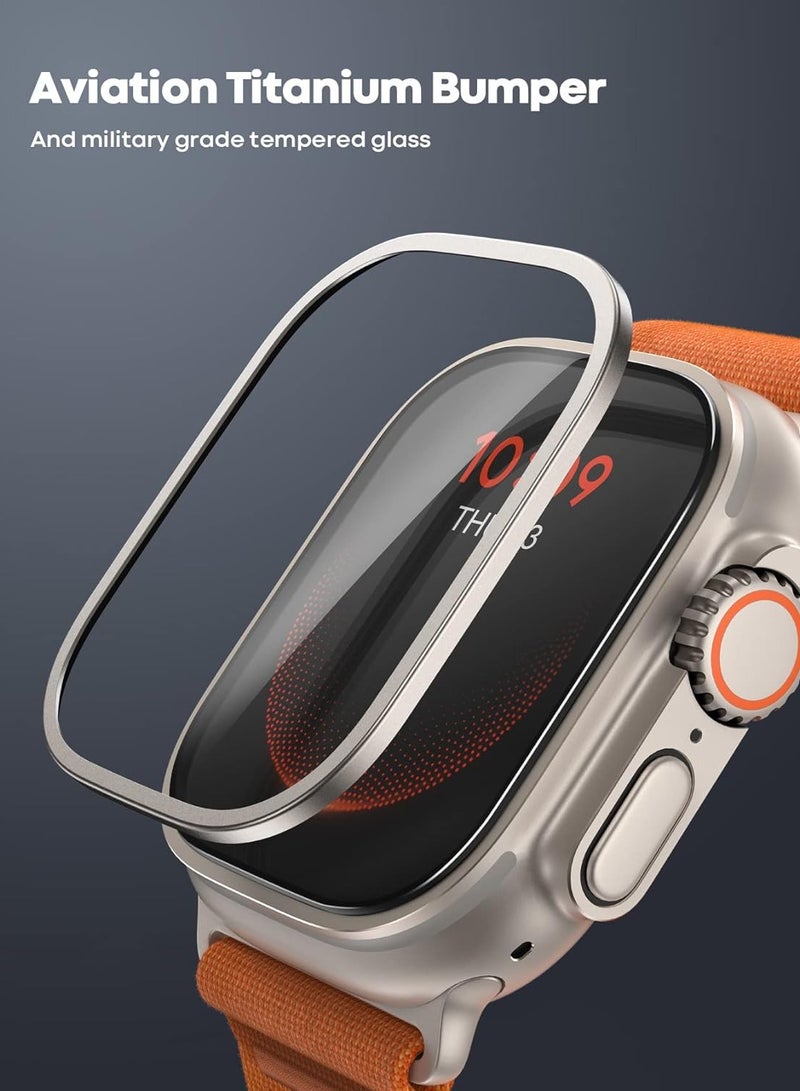 Titanium Screen Protector for Apple Watch Ultra 1/2 49mm It IsTempered Glass Protector with Aluminum Alloy Frame with Sensitive Touch for iWatch Ultra/Ultra 2 - Image 5