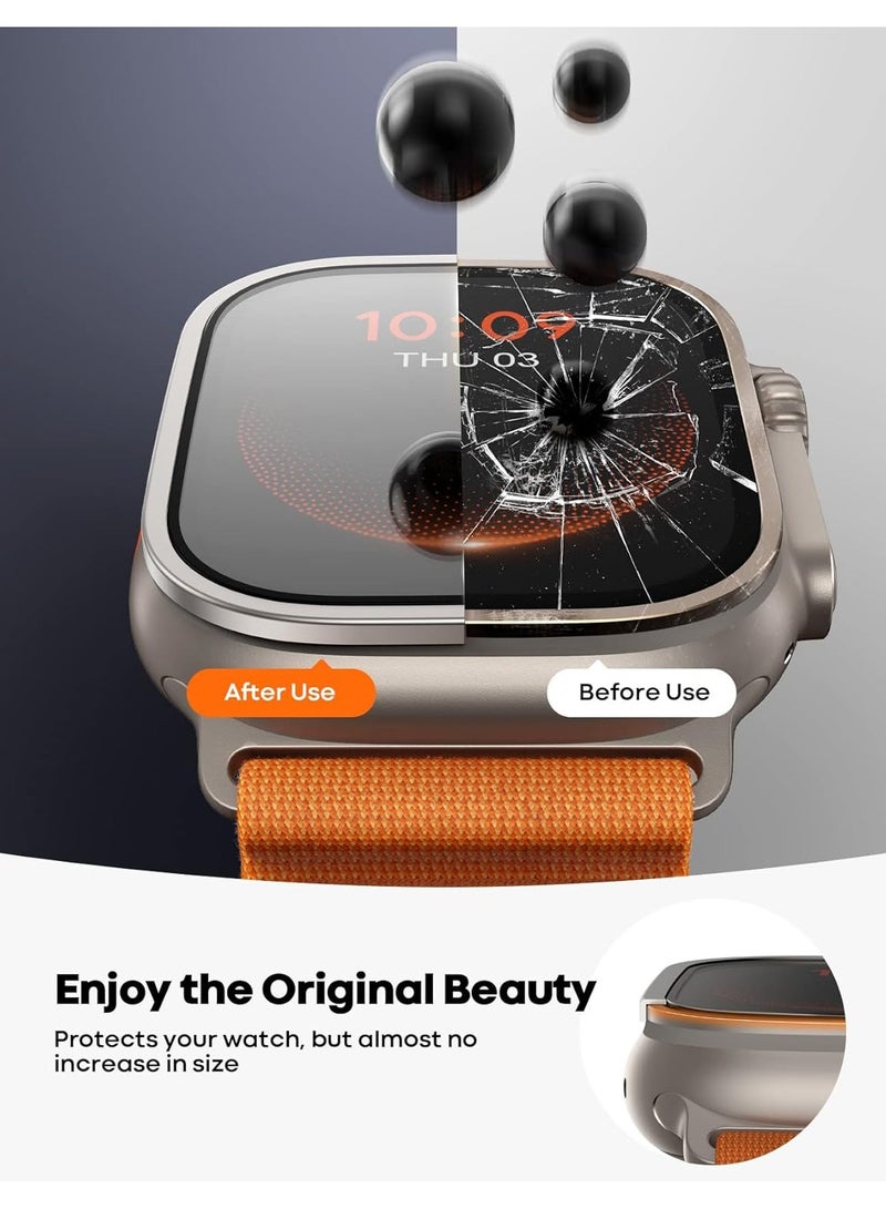 Titanium Screen Protector for Apple Watch Ultra 1/2 49mm It IsTempered Glass Protector with Aluminum Alloy Frame with Sensitive Touch for iWatch Ultra/Ultra 2 - Image 2