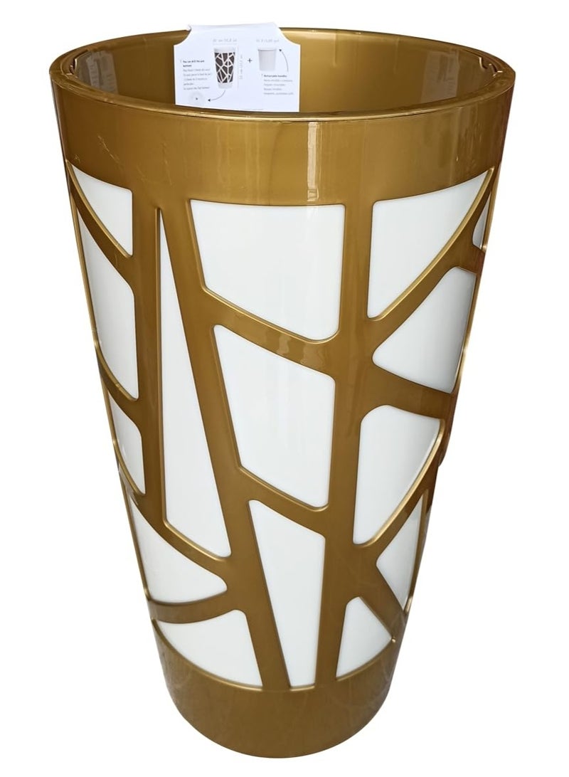 أيدل وعاء زهور بلاستيكي مزخرف مقوس 55 سم - وعاء دائري للزراعة الداخلية والخارجية للبالكون، وتوب الطاولة والحديقة - وعاء نباتي زخرفي متعدد الألوان - مصنوع في إيطاليا - من إيديل - Image 1