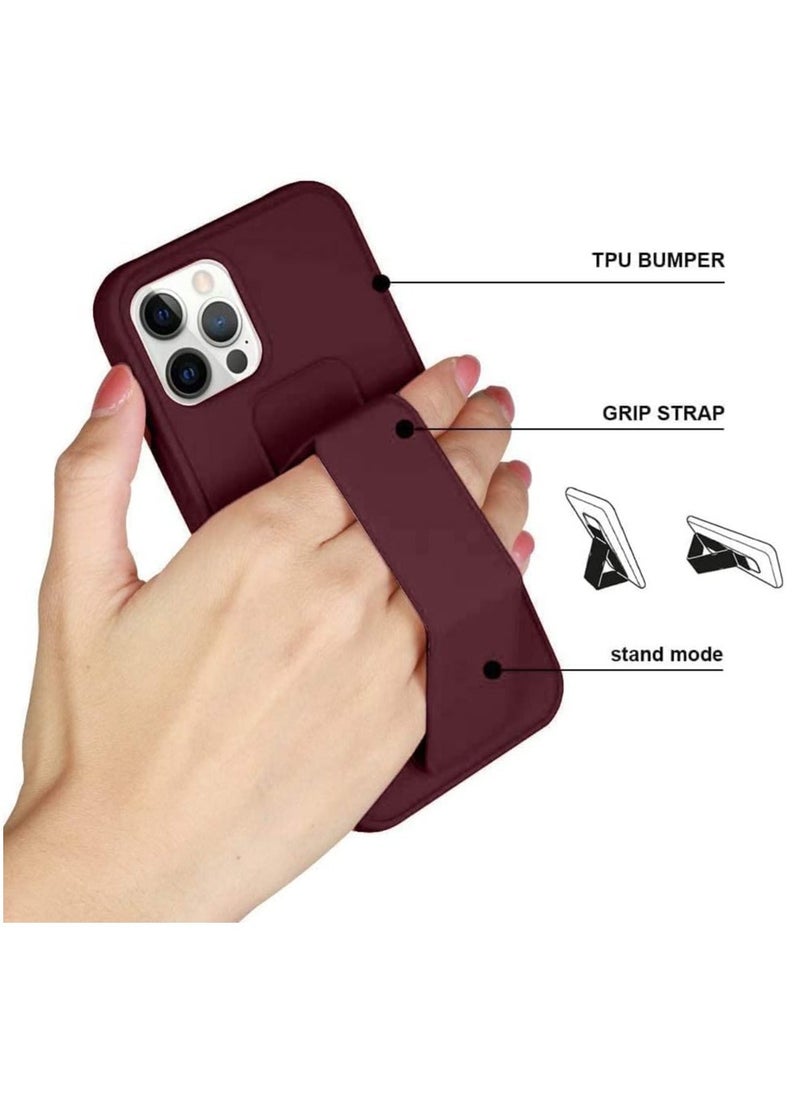 IAF iPhone 16 Pro Max Maroon Magnetic Kickstand Case with Premium Silicone, Vertical & Horizontal Hand Strap, and Multi-Stand - Image 3