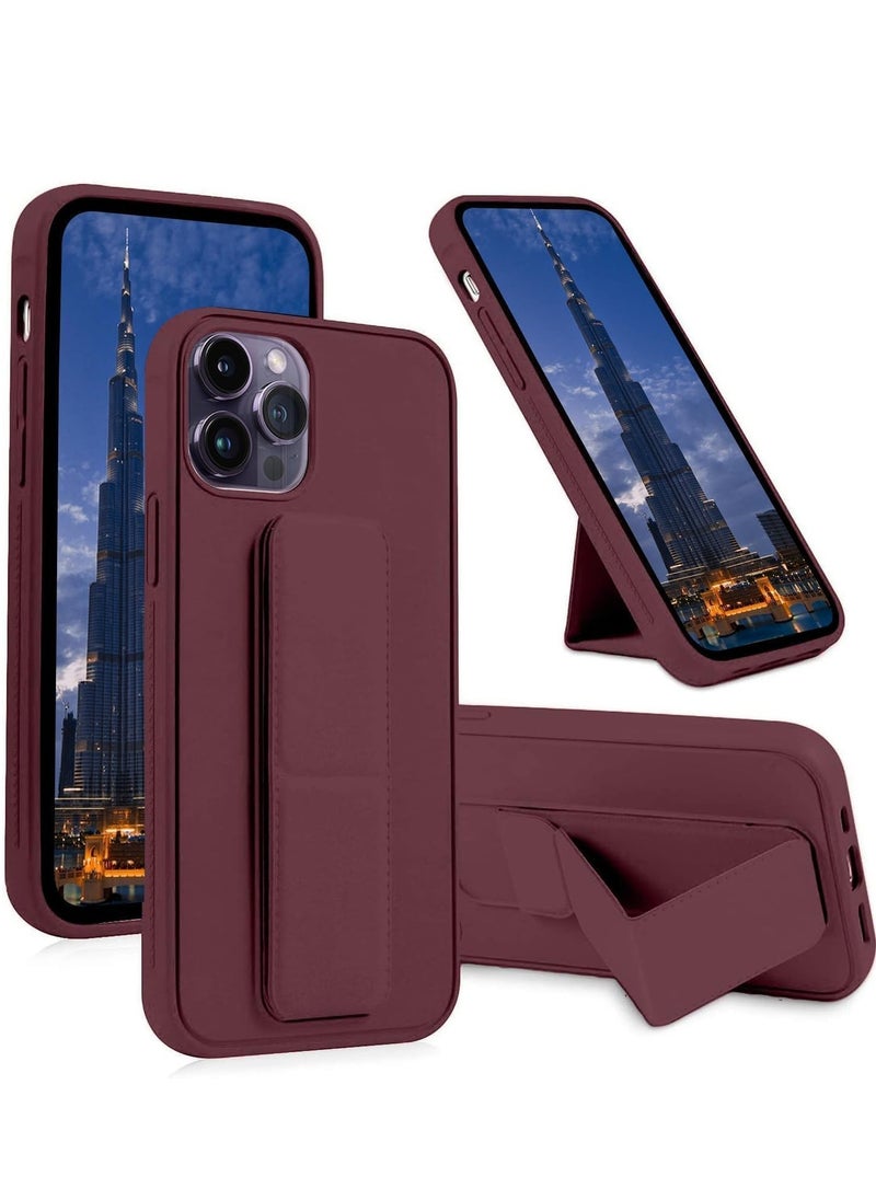 IAF iPhone 16 Pro Max Maroon Magnetic Kickstand Case with Premium Silicone, Vertical & Horizontal Hand Strap, and Multi-Stand - Image 1
