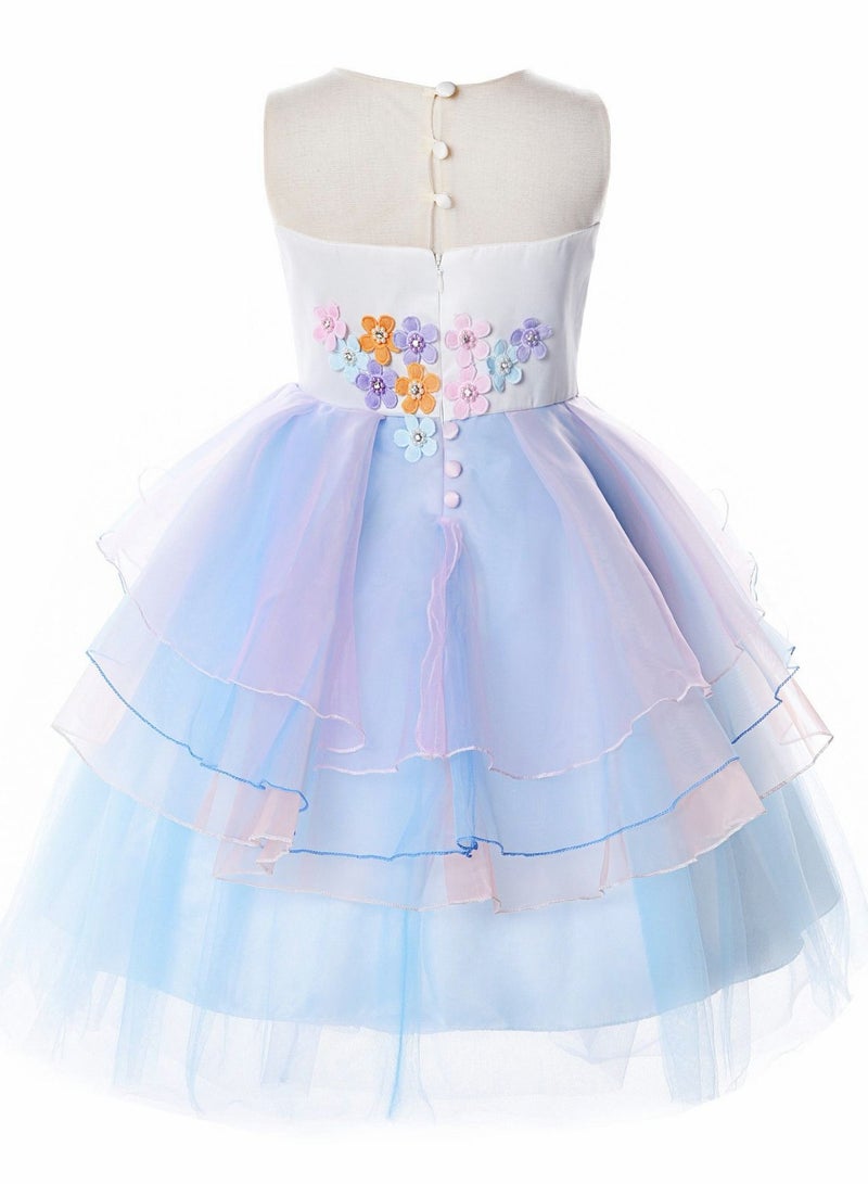 Girl Unicorn Dress Costume Role Play Princess Birthday Party - Image 2
