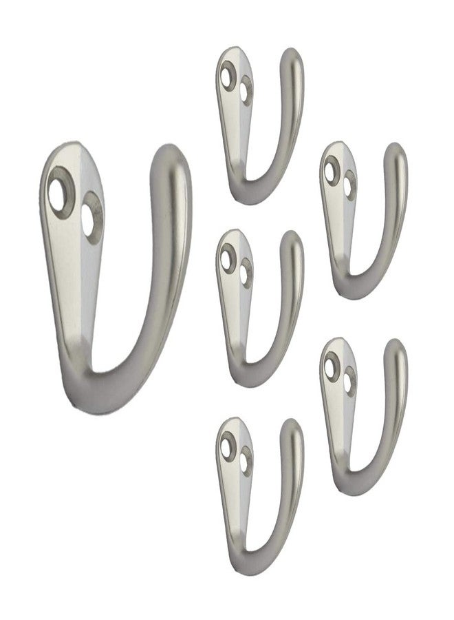 QCAA Premium Quality Single Prong Robe Hook Hanger, Zinc Die Cast, Matte Nickel, Made in Taiwan, 6 Pack - Image 1