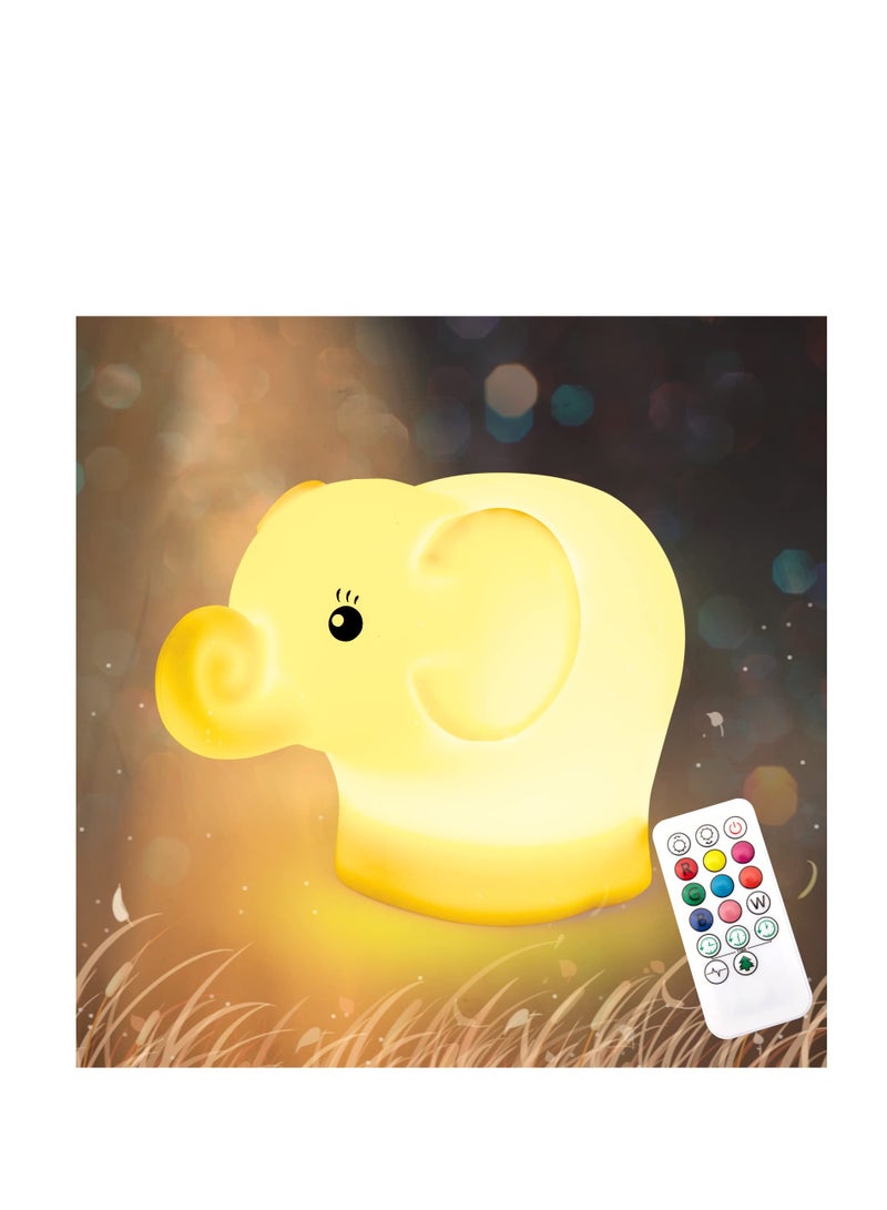 SYOSI Night Light for Kids, Elephant Nursery Night Lights with Remote, 7 Color Kawaii Lamp, Room Decor, USB Rechargeable, Cute Lamp Gifts for Baby, Children, Toddlers, Teen Girls - Image 1