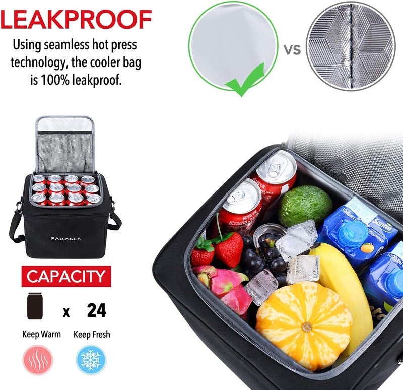 Farasla Waterproof Trunk Organizer with Insulated Leakproof Cooler Bag, Foldable Cover, Adjustable Securing Straps (Black) - Image 3