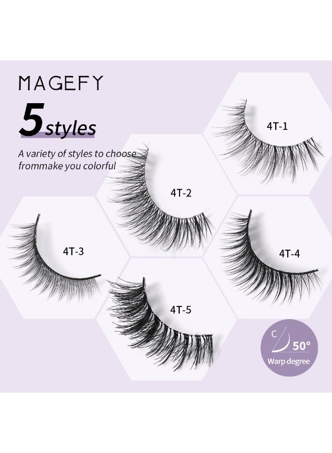 MAGEFY 4 Pairs Artificial Lashes Fluffy and Soft Lash False Eyelashes Cat Eye Wispy Faux Mink Lashes Pack Fluffy Short Natural Fake Lashes - Image 5