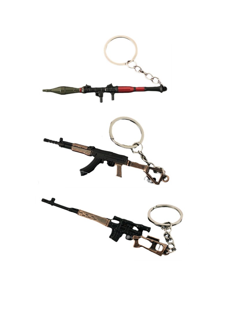 3 قطع من سلسلة المفاتيح المعدنية الصغيرة PUBG ذات الطراز القديم - Image 1