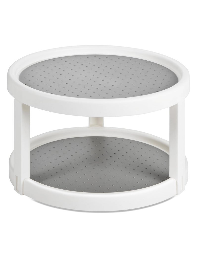 SOLARAE 10" 2 Tire 1Pack Lazy Susan Turntable Rotating Organizer - Non-Skid Spinning Rack for Cabinet, Pantry Storage, Kitchen, Bathroom Makeup Vanity Countertop,Under Sink Organizing, Spice Spinner - Image 1