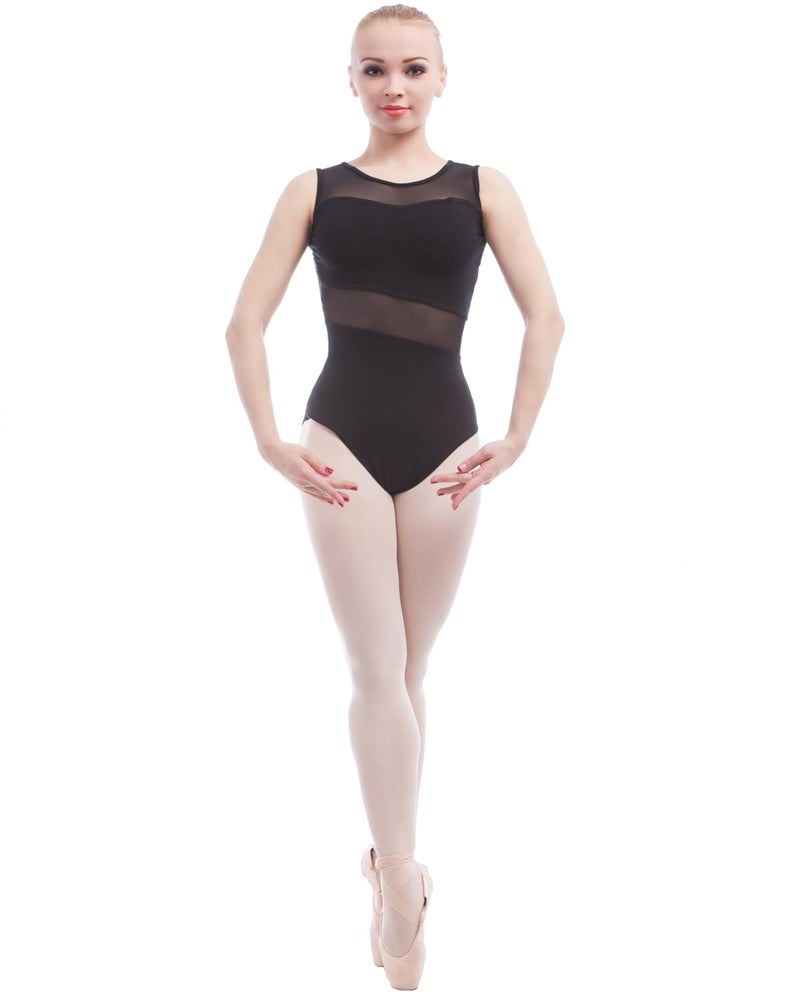 Dance Favourite Ballet Leotards For Women Tank Sleeve Cotton with Mesh Ballet Dancewear Adult Dance Practice Clothes Gymnastics Leotards A1B014 (L) - Image 1