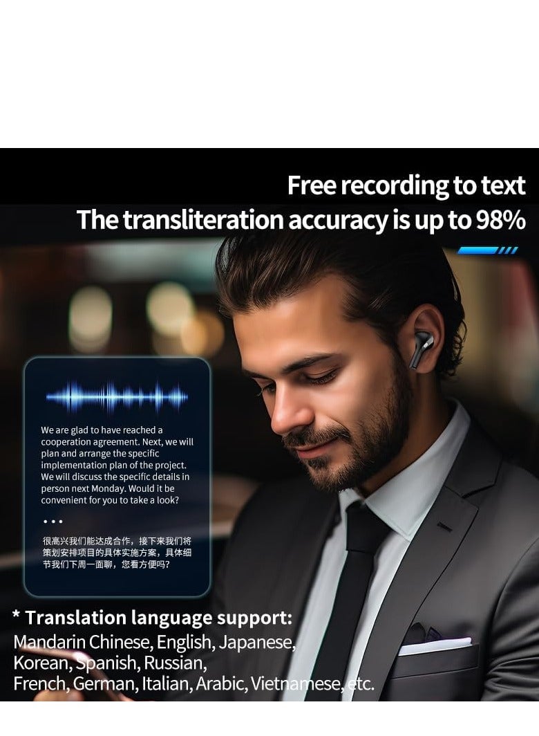 يونسي سماعات الأذن اللاسلكية الذكية الذكية مع الترجمة ، مقاومة للماء ، دقائق اجتماعات ، عمر بطارية طويلة ، أسود - Image 4