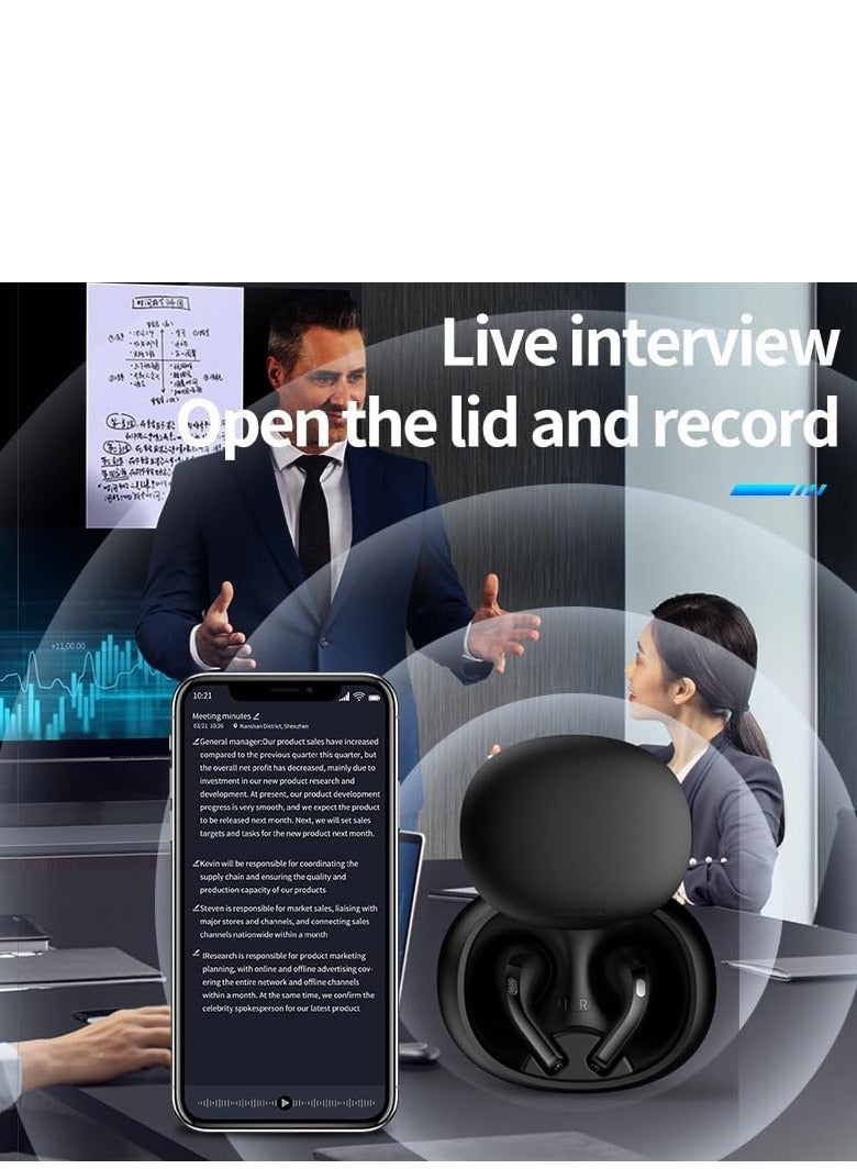 يونسي سماعات الأذن اللاسلكية الذكية الذكية مع الترجمة ، مقاومة للماء ، دقائق اجتماعات ، عمر بطارية طويلة ، أسود - Image 5