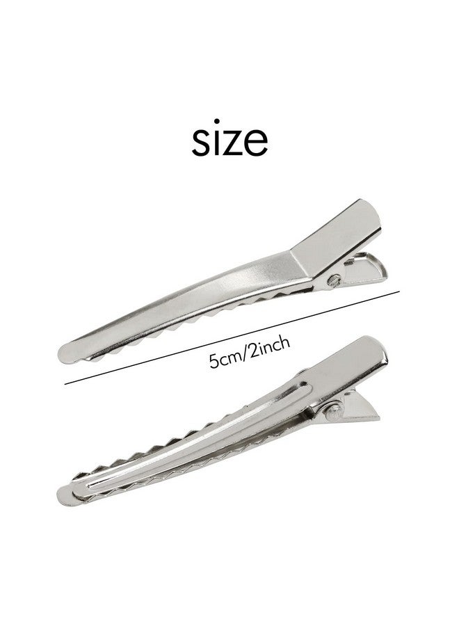 Cinaci 50 Pack 5cm/2" Small Solid Silver DIY Plain Metal Duckbill Alligator Hair Clips Barrettes Hairgrips for Women Baby Girls Toddlers Kids Hair Accessories - Image 2