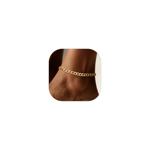 ChainsPro Ankle Bracelets for Women Anklet Gold Plated Mens Ankle Chain Summer Beach Foot Chain Cuban Link Anklets - Image 1