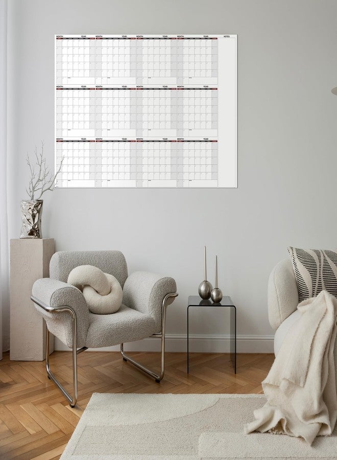 MaaIbok Large Dry Erase Calendar for Wall - Yearly Wall Calendar Dry Erase, 37" x 57.9", 12-Month Undated Erasable & Reusable Laminated Wall Calendar, 15 Round Stickers, Perfect for Home, Office and School - Image 2