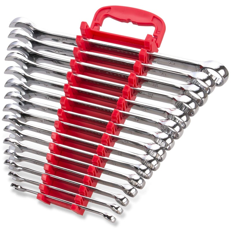 EFFICERE Max Torque 15-Piece Premium Combination Wrench Set  Chrome Vanadium Steel  Long Pattern Design | Include Metric Sizes 8  9  10  11  12  13  14  15  16  17  18  19  20  21  22Mm With Storage Rack - Image 1
