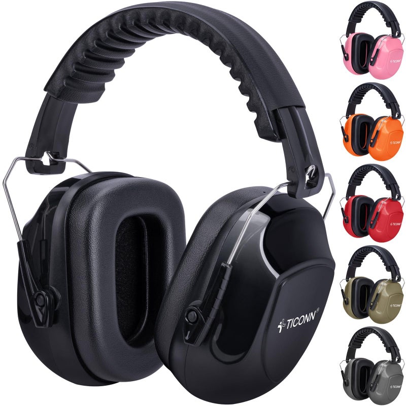 TICONN Noise Cancelling Ear Muffs for Adults, SNR 33dB Hearing Protection, Adjustable Safety Earmuffs for Construction (Black) - Image 1