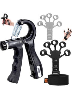 Rock Pow 3PCS Hand Grip Strengthener, Adjustable Finger Exerciser and Finger Stretcher Grip Strength Trainer Finger Resistance Band, Finger Flexion Extension Training Relieve Wrist & Thumb Pain (3 PCS)  - Image 1