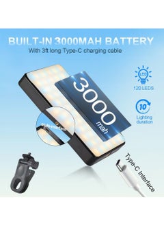Highdas 120 LED Selfie Fill Light With Front & Back Phone Clip, 3000mAh Rechargeable ,3 Modes with 10 Level,Portable Clip on Light for Phone/Tablet/Laptop, Zoom Call TikTok Video Fill Light  - Image 3