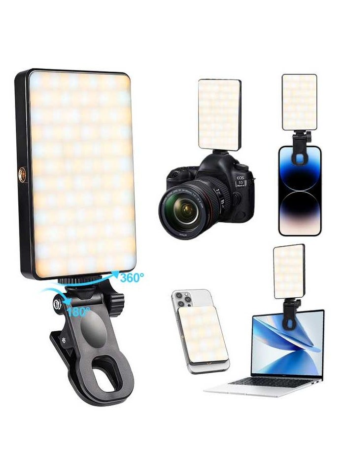 هايداز - 120 LED Selfie Fill Light With Front & Back Phone Clip, 3000mAh Rechargeable ,3 Modes with 10 Level,Portable Clip on Light for Phone/Tablet/Laptop, Zoom Call TikTok Video Fill Light - Image 1