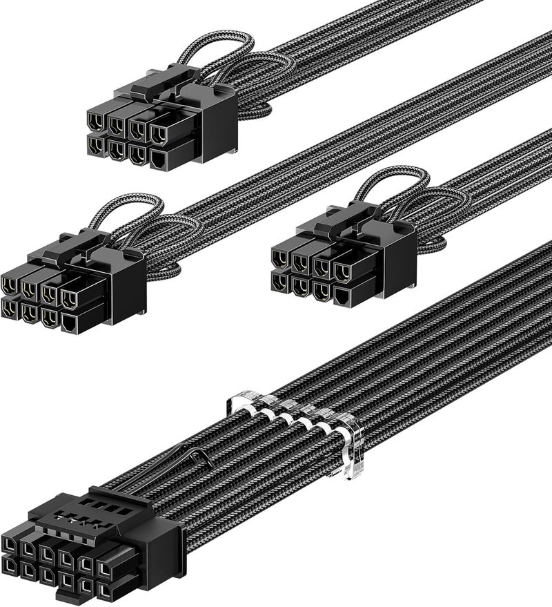 Fasgear PCIe 5.1 GPU Power Cable 12V-2X6 Connector 16pin(12+4) 12VHPWR for RTX 3090Ti 4070Ti 4080 4090 5070 5070Ti 5080 3x8pin(4+4) CPU Plugs Only for Corsair Great Wall Thermaltake Modular PSU - Image 1