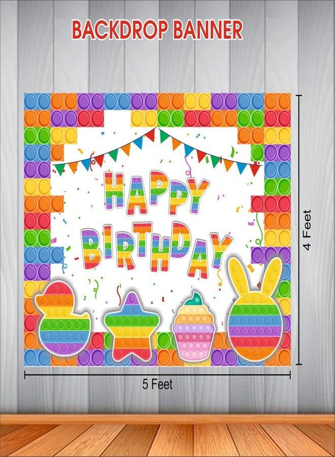 Party Baazaar Pop It Birthday Backdrop 5x4 Ft | Backdrops for Decoration | Birthday Decoration Backdrop | Banner for Kids Theme Party - Image 3