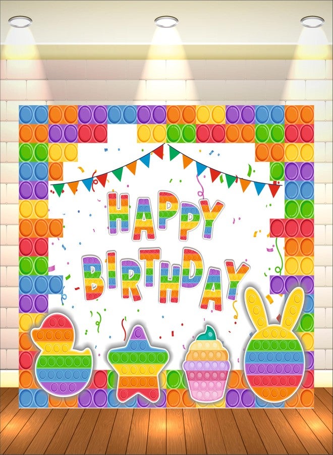 Party Baazaar Pop It Birthday Backdrop 5x4 Ft | Backdrops for Decoration | Birthday Decoration Backdrop | Banner for Kids Theme Party - Image 1