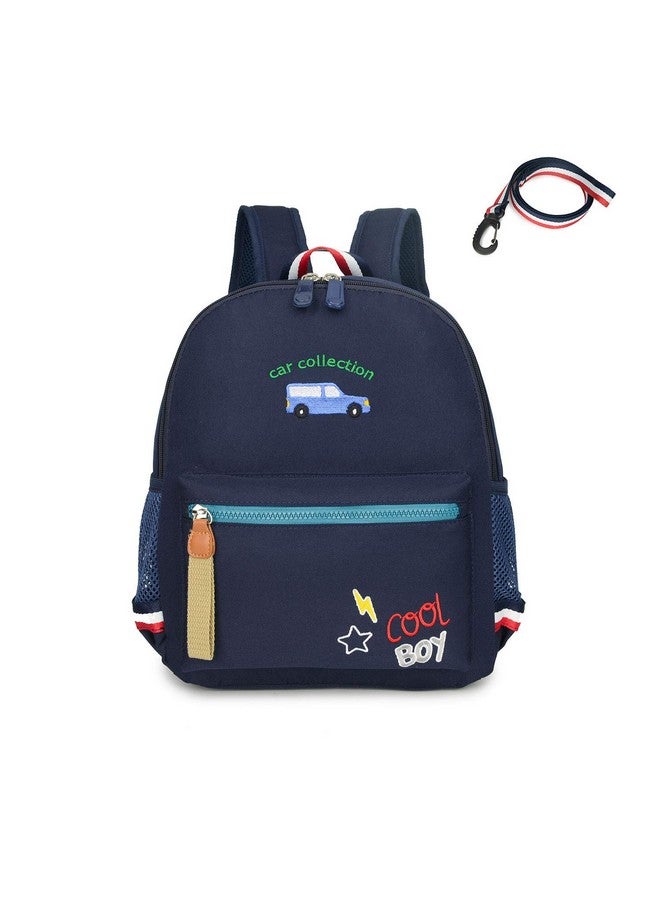 willikiva Cartoon Bus 12 Kindergarten Backpack for Kids Girls and Boys,Waterproof Preschool Toddler Backpack Wiht Leash and Safety Harness(Deep Blue) - Image 1