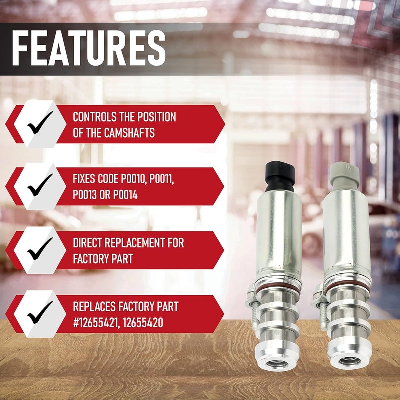 AA Ignition Intake and Exhaust Camshaft Position Actuator Solenoid Valve Kit, Replaces 12655420, 12655421, Compatible with Chevy, GMC 2.0, 2.2, 2.4L - HHR, Cobalt,Equinox, Malibu, G6 and other GM Vehicles - Image 2