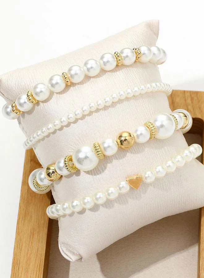Take Two Take Two Set of 5 - Faux Pearl Bracelets
