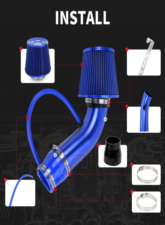 BARTOO أنبوب سحب هواء بارد من الألومنيوم من بارتو، 3 بوصات، طقم فلتر سحب هواء بارد (أزرق) - Image 5