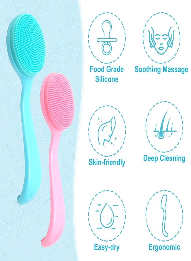 Mxxipp 2pcs Silicone Facial Cleaning Brush, Skin-Friendly Facial Exfoliator Scrubbers, Deep Cleaning Soft Facial Cleanser Brushes for Blackhead Whitehead Dead Skin- Blue & Pink - Image 4