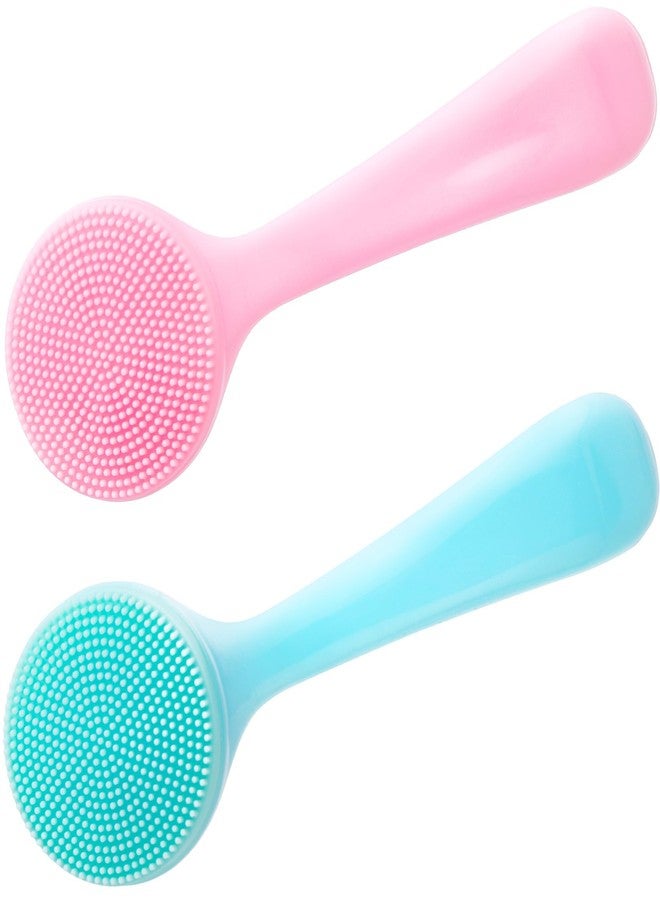 Mxxipp 2pcs Silicone Facial Cleaning Brush, Skin-Friendly Facial Exfoliator Scrubbers, Deep Cleaning Soft Facial Cleanser Brushes for Blackhead Whitehead Dead Skin- Blue & Pink - Image 1