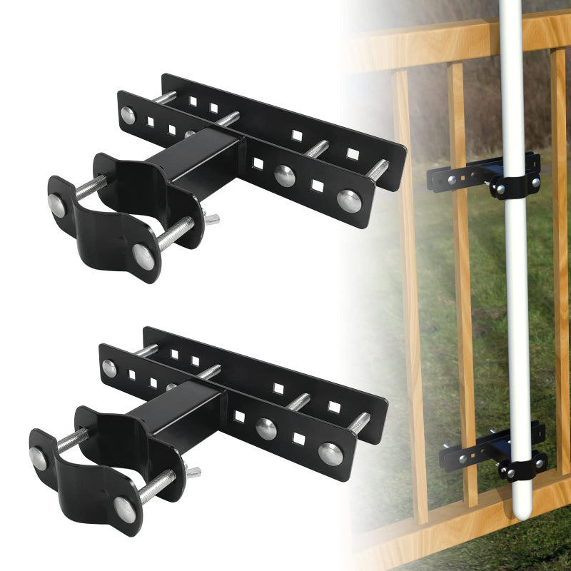 Foozet Patio Umbrella Holder  Heavy Duty Outdoor Deck Shade Balcony Umbrella Stand Attaches to Railing Maximizing Patio Space Bench Deck Umbrella Mount Fixed Clip Umbrella Clamp2 Pack