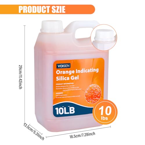 VOISEN 10LBS Orange Indicating Silica Gel Desiccant Beads,Reusable Desiccant Industry Standard 3-5 mm,Desiccant for 3D Printer,Electronic,Clothes,Painting,Jewelry(20PCS Organza Bag) - Image 3