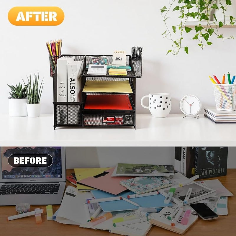 HASTHIP Metal Mesh Desk Organizer with Drawer and Pen Holder - Image 4