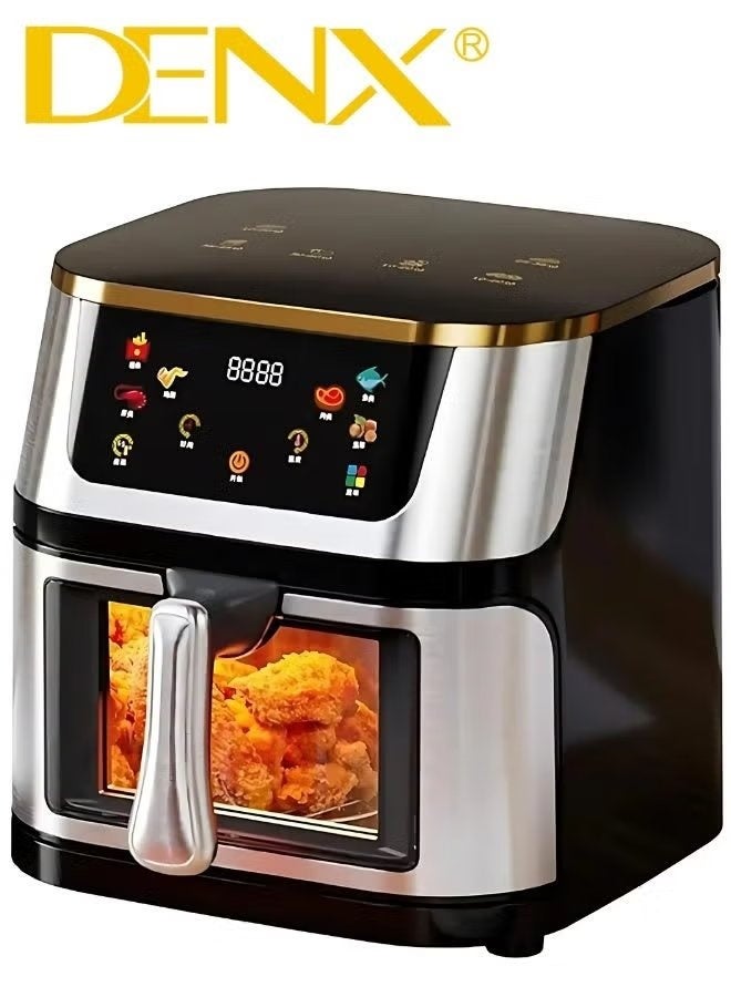 Denx 8L Smart Multi-Function Air Fryer, 1800W Digital Air Fryer with Color Touchscreen, Transparent Viewing Window, Oil-Free Healthy Cooking, Safety Lock, Auto Preset Programs, Easy Clean Kitchen Appliance - Image 1