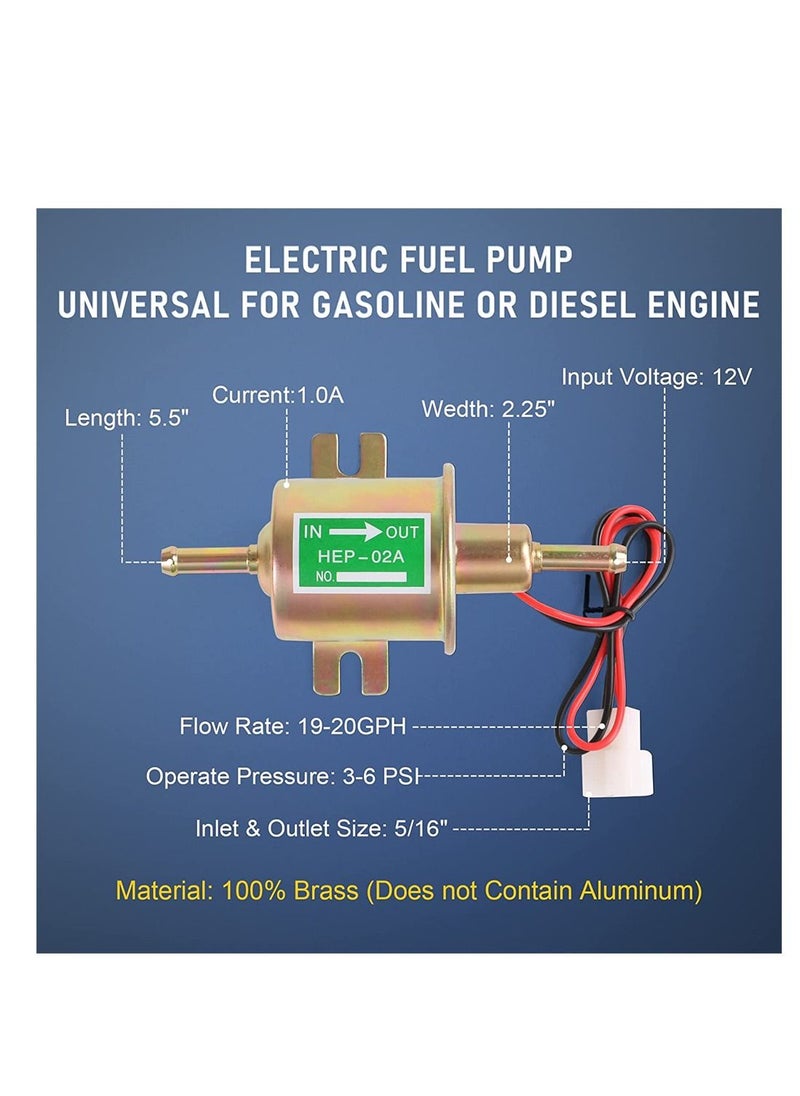 SYOSI Universal 12V Heavy Duty Electric Fuel Pump Metal Solid Petrol For Motorcycle Carburetor ATV Trucks Boats For Gasoline or Diesel Engine  - Image 2