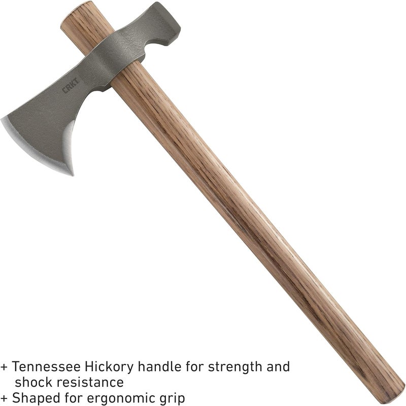 CRKT Woods Chogan T-Hawk Outdoor Survival Tomahawk: 1055 Carbon Steel Plain Edge Blade, Tennessee Hickory Handle, 2730 - Image 5