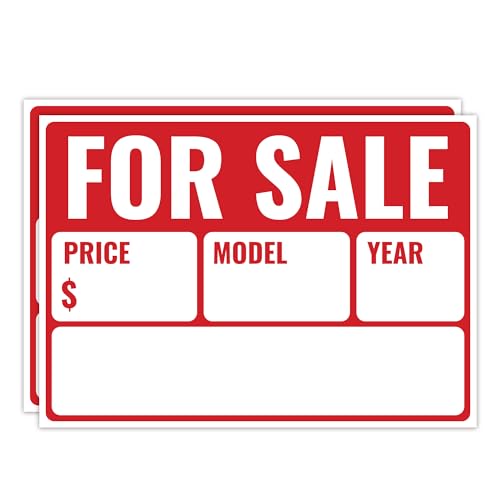 Venicor 2PC For Sale Sign Car, 14 Inches by 10 Inches - 20 mil Polystyrene Plastic - Car For Sale Signs For Vehicles Window Boat - Image 4
