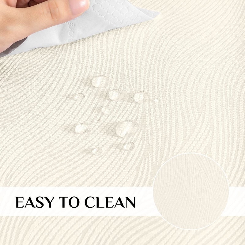 Softalker Jacquard Rectangle Tablecloth - Swirl Design Waterproof Stain Resistant Table Cover Wrinkle Free Heavy Weight Table Cloths for Dining and Kitchen (60 x 84 Inch  Ivory) - Image 4